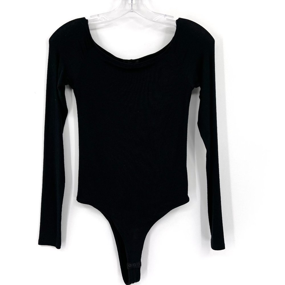 ATM MODAL RIB LONG SLEEVE BODYSUIT BLACK - Picture 1 of 6